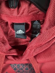 Adidas Hoodie Mens Medium Red Knit Pullover Big Logo Kangaroo Pocket Sweatshirt