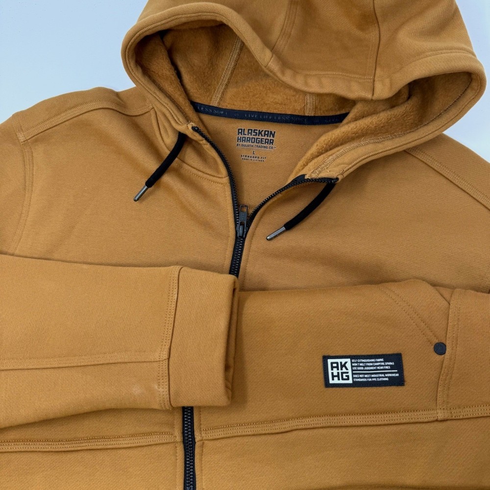 Alaskan Hardgear Duluth Trading Co Mens Large Full Zip Hoodie Ochre Brown Cotton