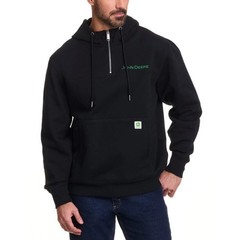 NWT John Deere Men’s Quarter Zip Hoodie Heavyweight Cotton Pullover BLACK SIZE M