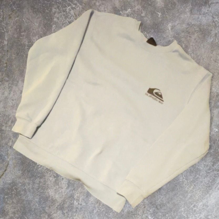 light blue Quiksilver crewneck sweatshirt with front chest logo