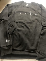 Black Sweatshirt With Sliver “Faith” Logo, Religious