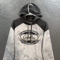 Cabelas Sweatshirt Adult Large White Gray Camouflage Hoodie True Timber Camo