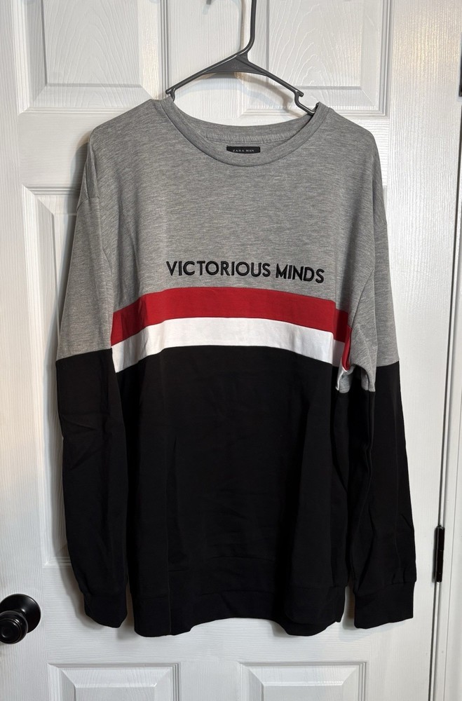 Zara Men’s Victorious Minds color Block Sweatshirt XL