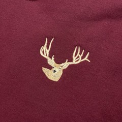 Vtg HANES Men’s XL Sweatshirt Big Buck Deer Embroidery Graphic Crewneck Maroon