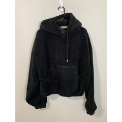 NWT Cernucci Oversized Borg Sherpa Pullover Hoodie Black Boxy Unisex Size S