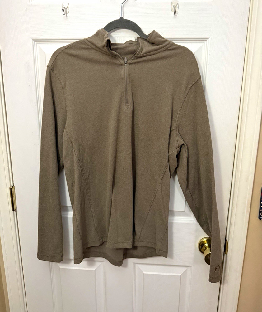 Avalanche Men’s Brown 1/4 Zip Fleece Hoodie Mock Neck Long Sleeve Size M