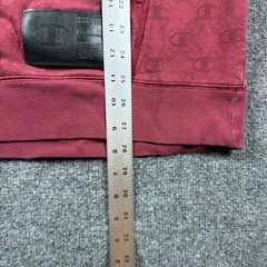 Champion Hoodie Mens Large Maroon Monogram Classic Fleece Leather Stripe