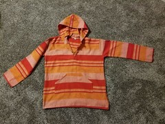 Authentic Made in India Colorful Red & Orange Hooded Shirt Wooden Buttons