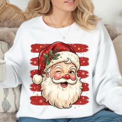 Striped Christmas Santa Sweatshirt Holiday Winter Apparel Gift