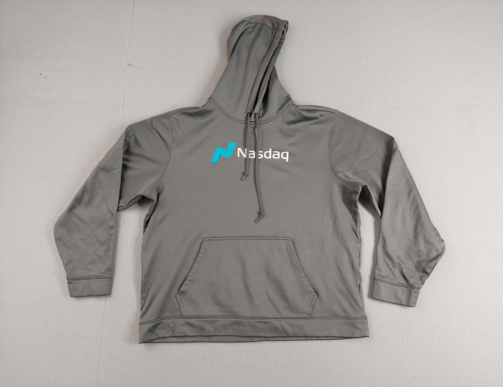 Sport Tek Men Sweatshirt XL Gray Hoodie 100% Polyester Pockets Logo Pullover