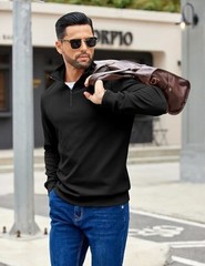 Sweater Men’s Polyester & Spandex Solid Color Size XL Mock Neck Long Sleeve