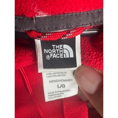 The North Face Mens Fleece Hoodie Red Charcoal Grey Colorblock Pullover Large