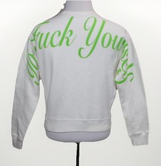 4G SELLER X Champion Reverse Weave GFYS White Crew Sweatshirt Go Fuc* Yourself