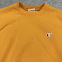 Champion Reverse Weave Sweatshirt Mens Small Gold Yellow Crewneck Pullover Logo