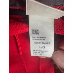 The North Face Mens Fleece Hoodie Red Charcoal Grey Colorblock Pullover Large