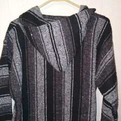 Molina Pullover Mexican Baja Pocket Hoodie Striped Colors Mens – Size M Hippie