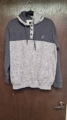 Hooey Hoodie Mens L Gray Pullover Hooded Pockets Lined Heavyweight Fleece