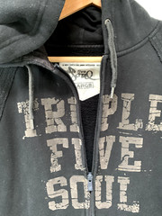 Vtg🔥Triple Five Soul Black zip hoodie 90s back to school 555 nyc ecko avirex