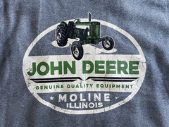 New John Deere Hoodie Men’s M Gray Pullover Sweatshirt 2 Sided Tractor Deer Logo