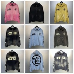 HELL print STAR zip-up hoodie Street Casual S, M, L, XL