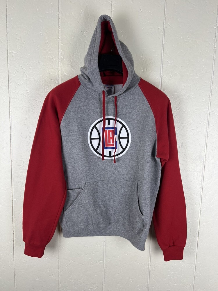 Los Angeles Clippers LA Times Hoodie Mens Medium Gray Graphic Drawstring Pockets