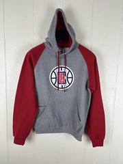 Los Angeles Clippers LA Times Hoodie Mens Medium Gray Graphic Drawstring Pockets