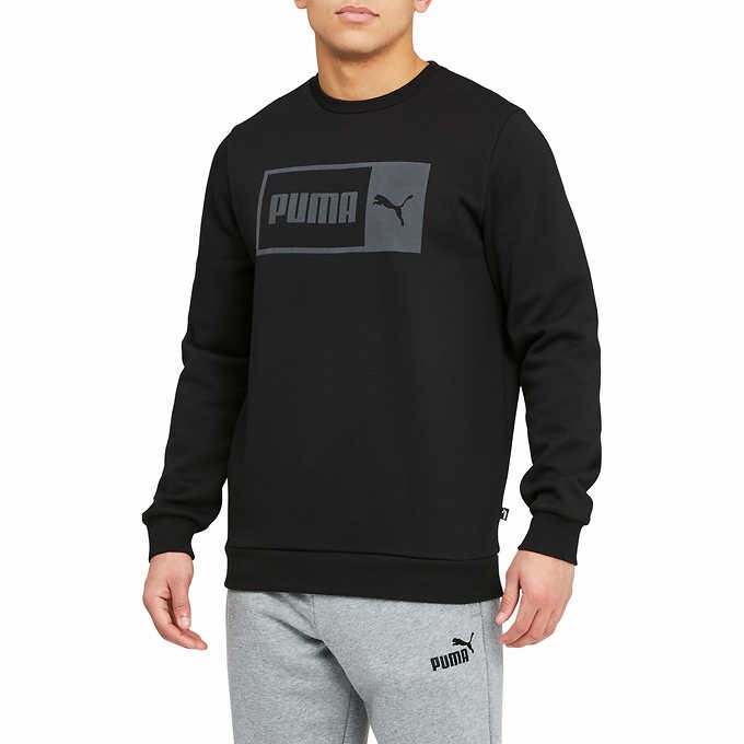 NWT Puma Men’s Crew Neck Fleece Pullover Logo Sweatshirt Black Size M $40 CC163