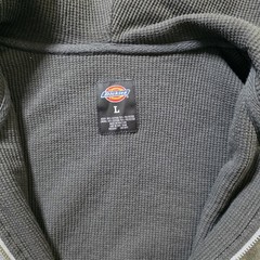 Dickies Men’s Gray Full Zip Hooded Waffle Lined Hoodie w/ Pockets Size L