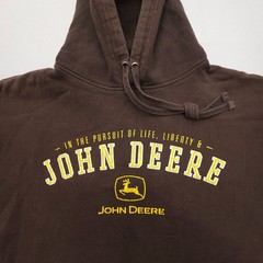 John Deere Hoodie Mens XL Spellout Logo Farmer Ranch Workwear Pullover