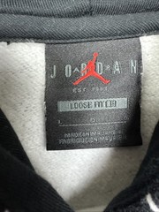 Nike Jordan Flight AOP Hoodie Sweatshirt Black/White Mens Large Loose Fit
