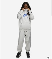 NEW Nike Air Fleece Hoodie HJ0273-009 Photon Dust Smoke Grey Royal Mens Size L
