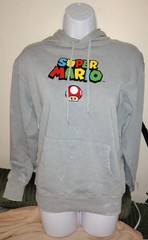 Super Mario Size Extra Small Mens Gray Hoodie Pullover Fall Winter Spring NWT