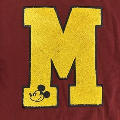 Disney Mickey Mouse Varsity Chenille Letter M Crewneck Pullover Sweatshirt Sz M