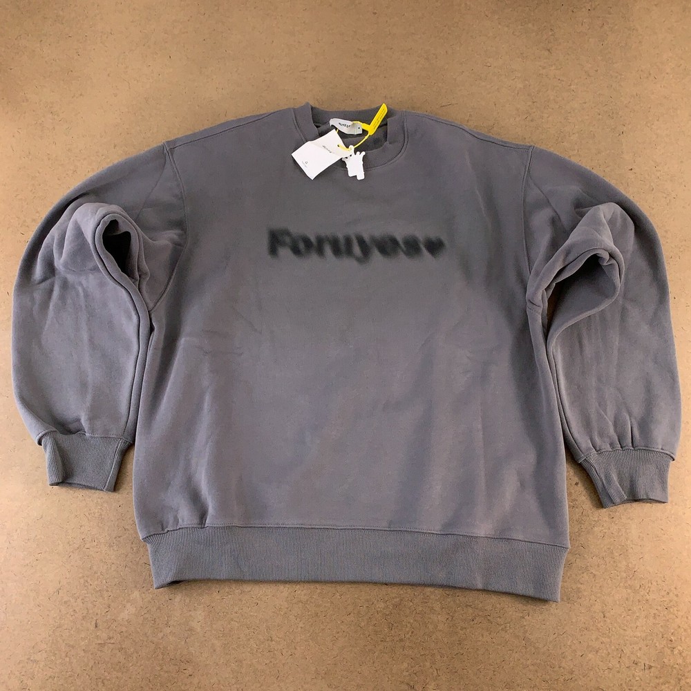 4uYes Adult Size Medium Gray For U Yes Blurred Graphic Crew Neck Sweatshirt NWT
