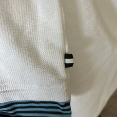 Waffle Knit Color Block White Long Sleeve Shirt Cotton Blend Mens