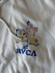 RVCA Beige Graphic Print Pullover Fleece Hooded Hoodie Pockets Men’s 2XL