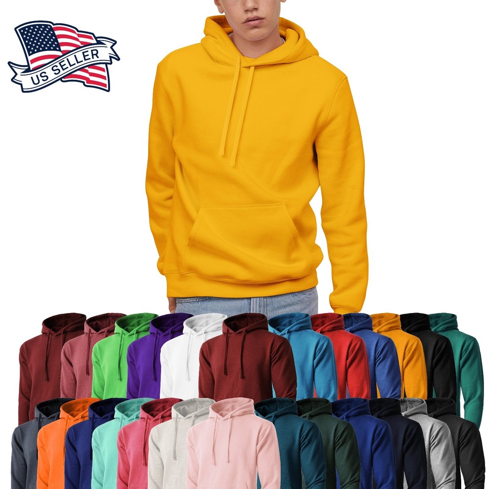 Mens HOODIE PULLOVER Sweatshirts Fleece Casual Sports Active Hooded Shirt Heavy