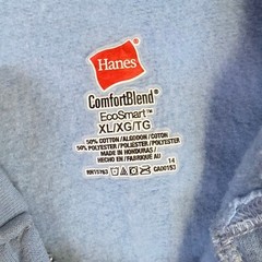 Hanes ComfortBlend EcoSmart Full Zip Hoodie Light Blue Mens XL Sweatshirt 1096