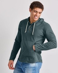Hanes Men’s Hoodie Pullover 100% Cotton Jersey Originals Henley Cactus, Large