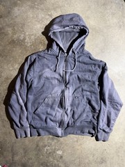 Y2K 22000S SUN FADED THERMAL FULL ZIP HOODIE PURPLE WASH BOXY FIT SIZE LARGE