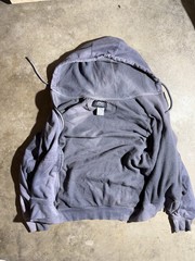 Y2K 22000S SUN FADED THERMAL FULL ZIP HOODIE PURPLE WASH BOXY FIT SIZE LARGE