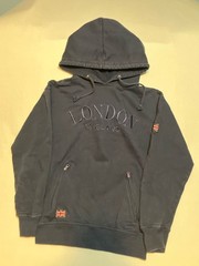 Zone One London England Embroidered Hoodie Sweatshirt Black Size Small Union Jac
