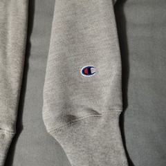 Champion Men’s Small Reverse Weave Gray Hoodie Basic Sleeve Logo