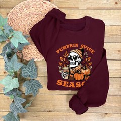 Pumpkin Spice Skeleton Jumper | Autumn Sweatshirt | Pumpkin Spice Theme Jumper