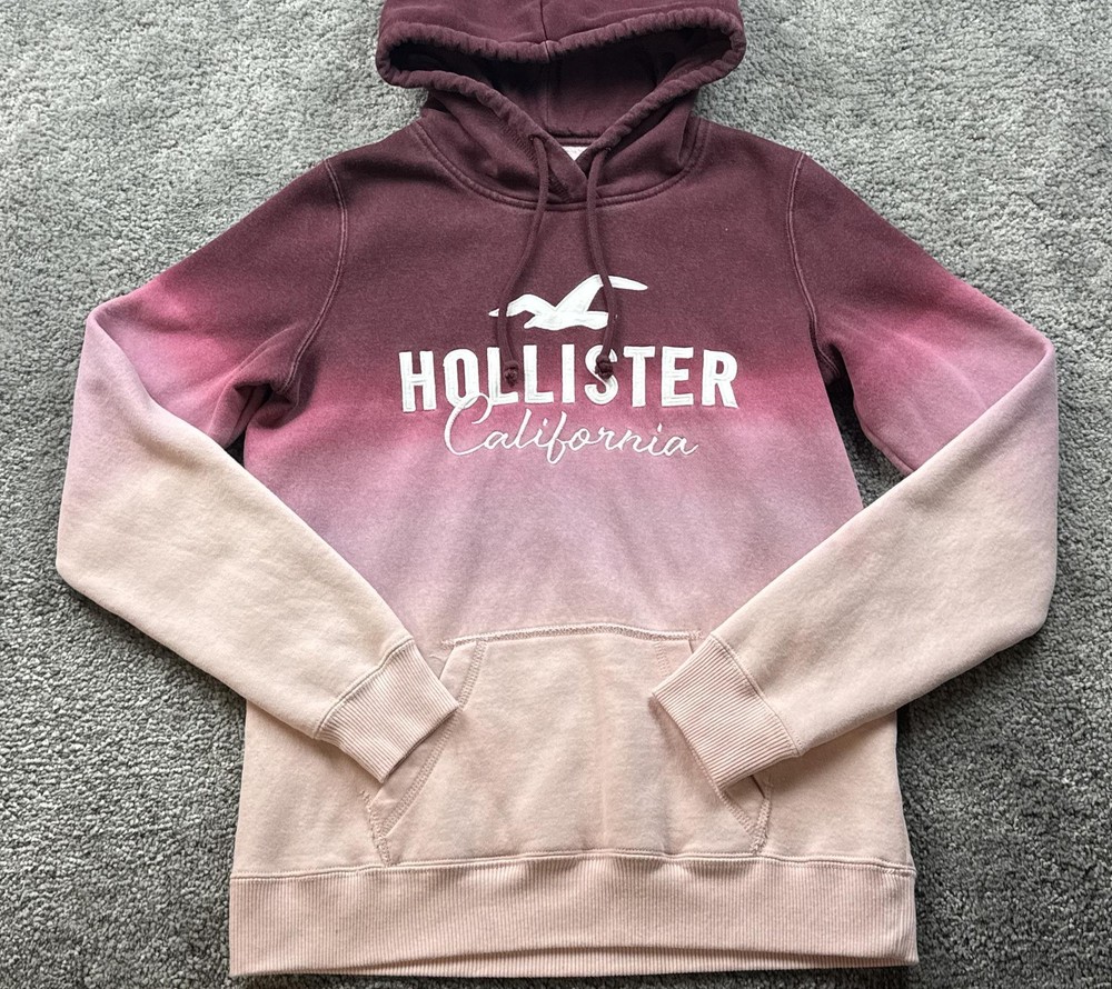 Hollister Hoodie Teens Medium Pink Ombre Fleece Pullover California Logo