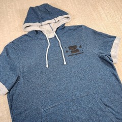 Under Armour Short Sleeve Hoodie Men Medium French Terry Bodybuilding Blue