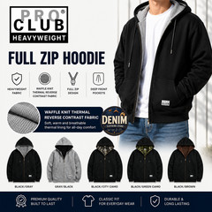 Pro Club Reversible Full Zip Up Heavyweight Thick Jacket Sweatshirts Size S-5XL