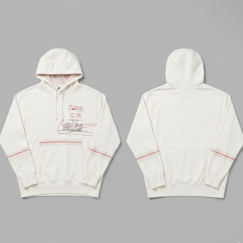 Nike Schematic Story of Swoosh Pullover Hoodie White CQ7164-100 Men’s Large