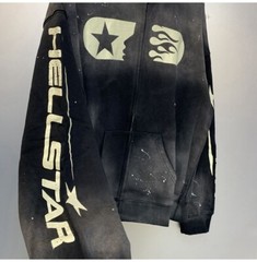 HELL print STAR zip-up hoodie Street Casual S, M, L, XL