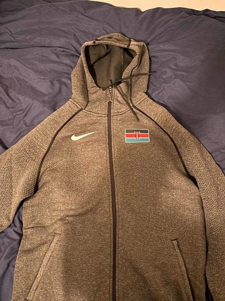 New Nike Kenya Hoodie Men’s Full Zip Fleece Hoodie Team Tech Dark Gray Size (M)